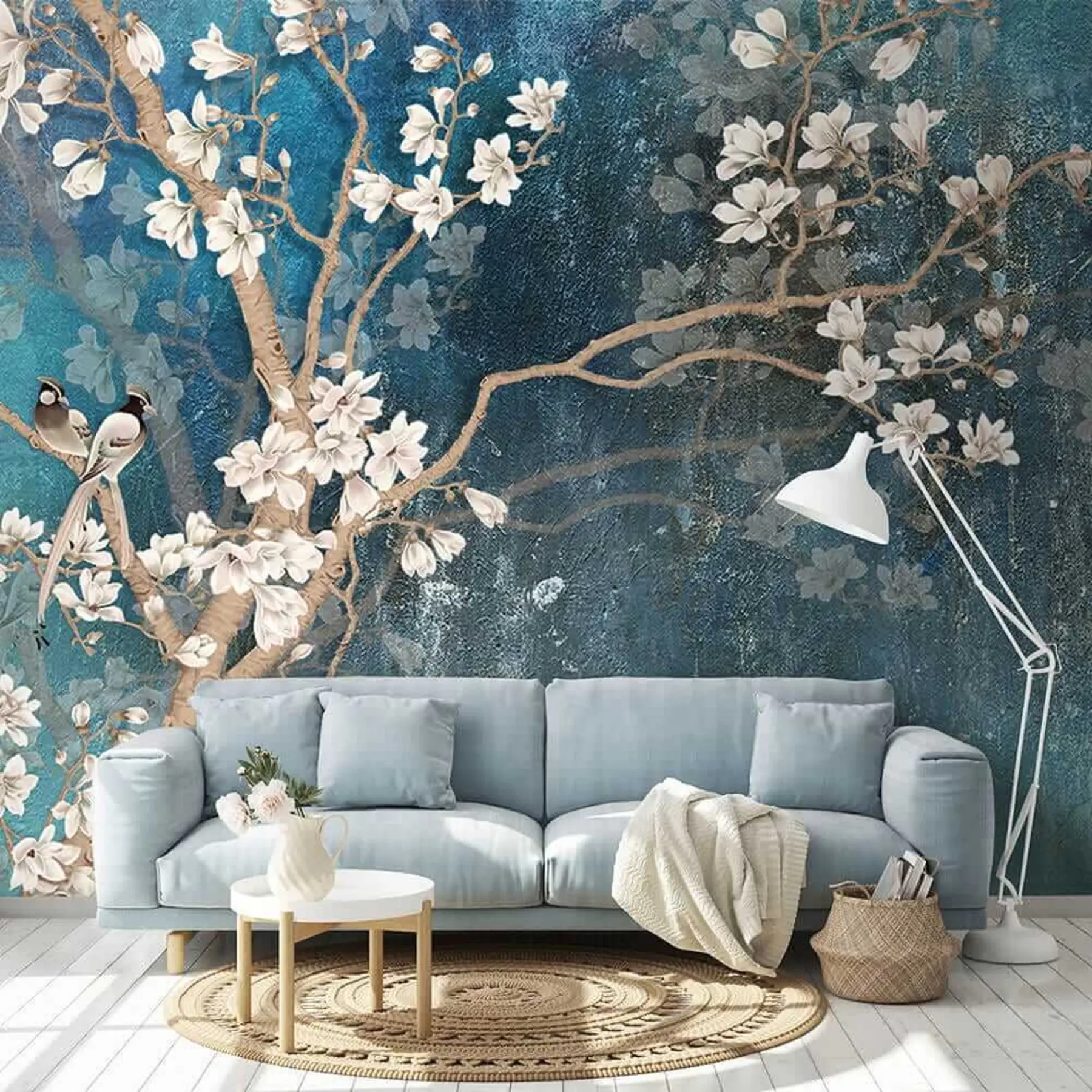 Fototapet Kvetoucí větve a ptáci u12150