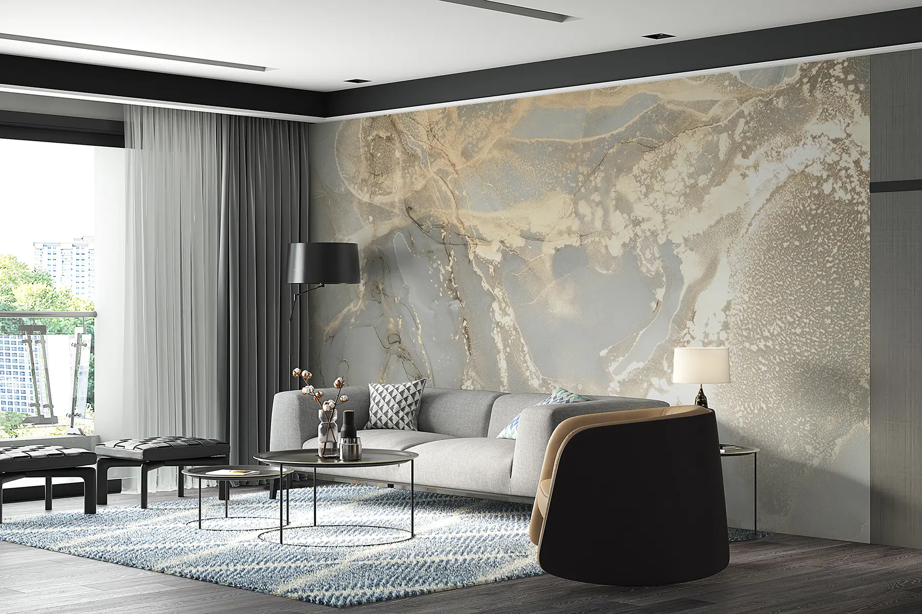 Fototapet Šedý a žlutý mramor u17492