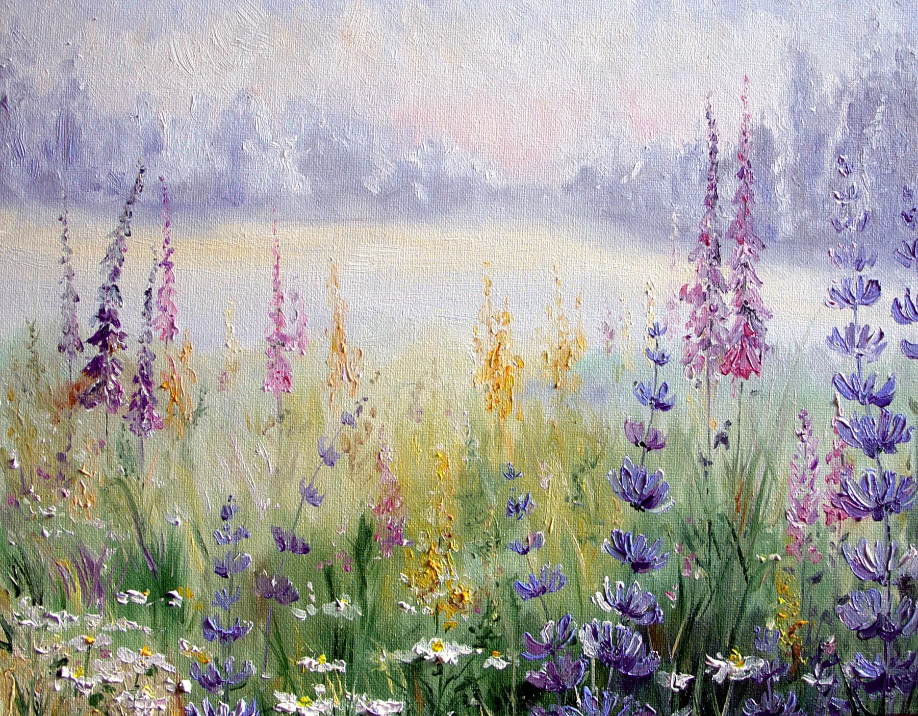 Fototapet Květinová louka, olejomalba u30067