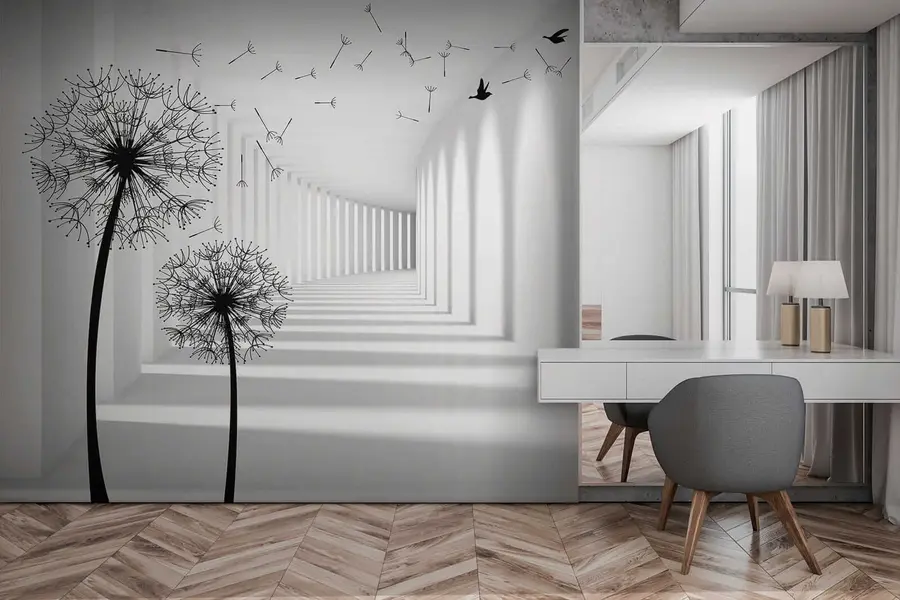 Fototapet 3D tunel a pampelišky u37803
