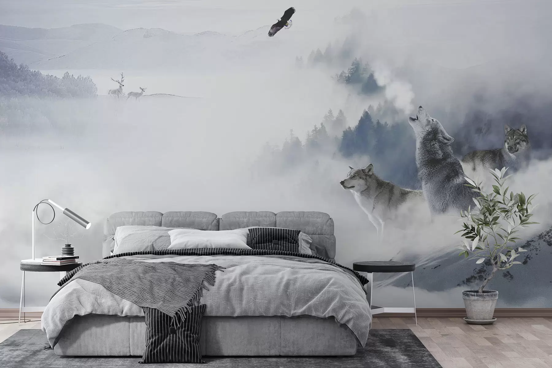 Fototapet Vlci v lese u42161