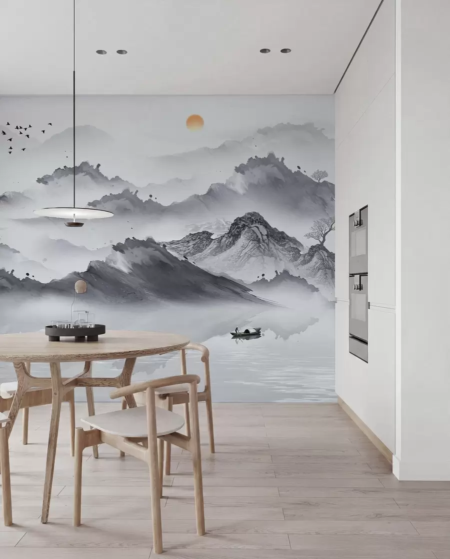 Fototapet Hory v japonském stylu. Kresba tuší u44010