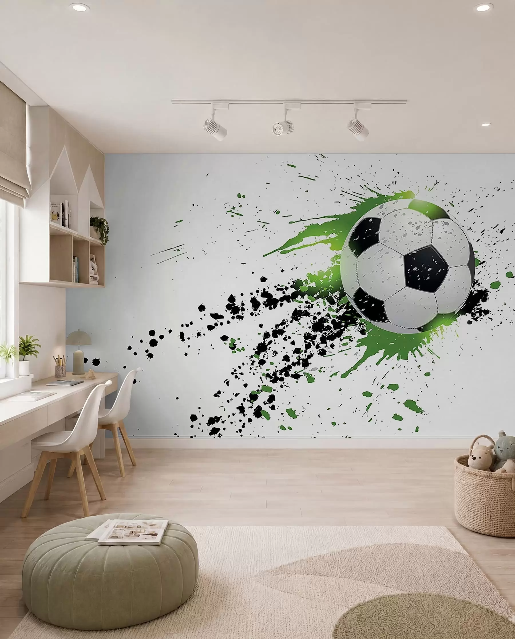 Fototapet Fotbal v zelených cákancích u57431