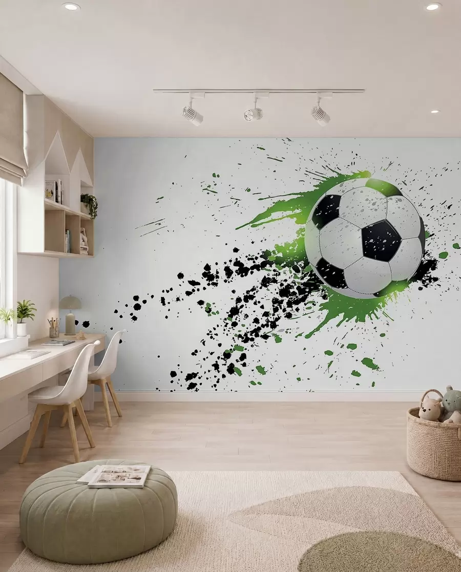 Fototapet Fotbal v zelených cákancích u57431