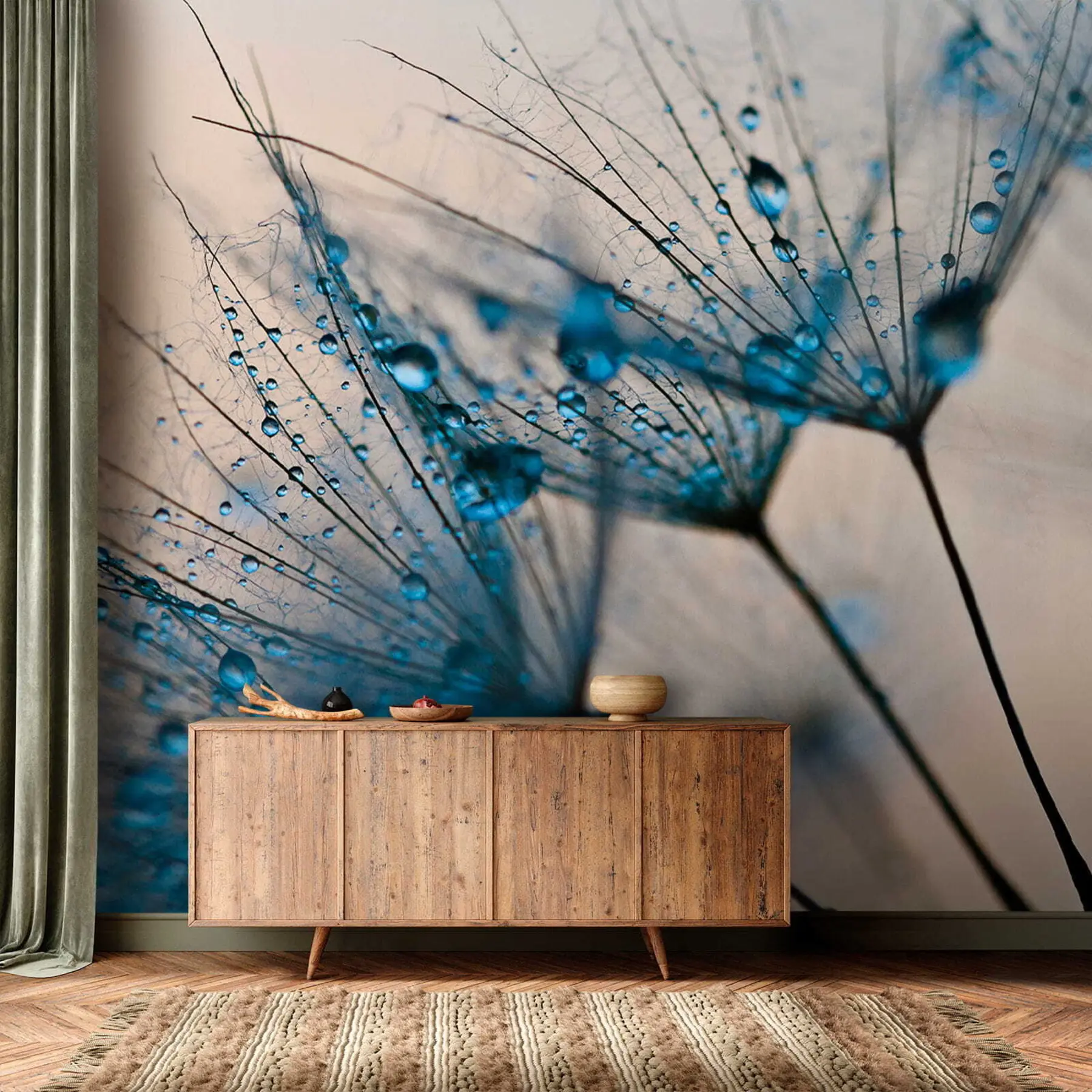 Fototapet Pampelišky s kapkami vody u57557