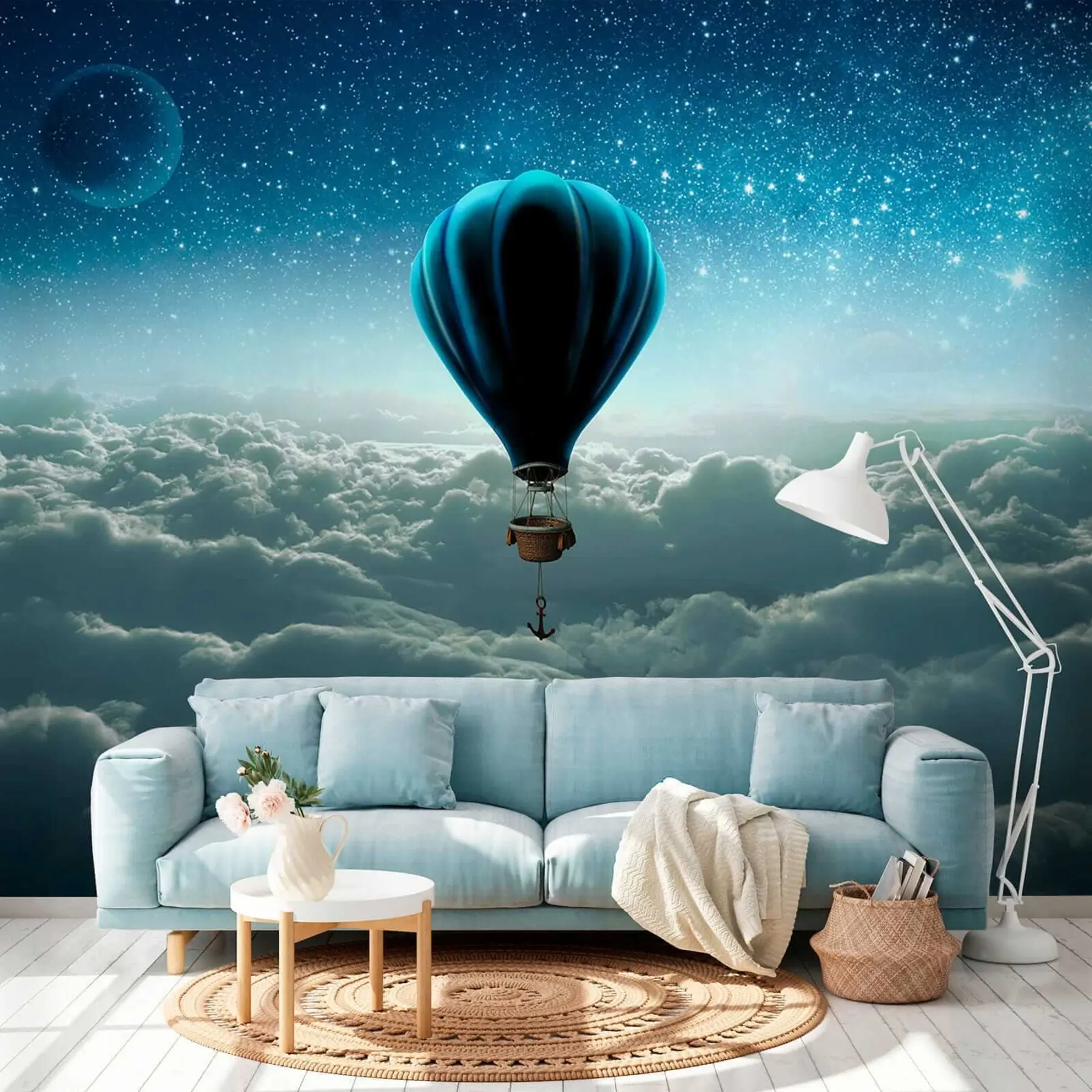 Fototapet Horkovzdušný balón na pozadí noční oblohy u70538