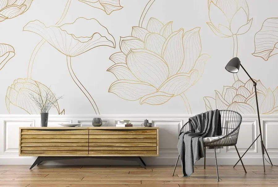 Fototapet Lotus line art u58166