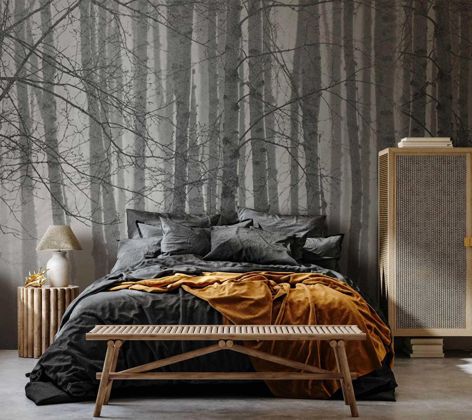 Fototapet Ranní mlha v březovém lese u58971