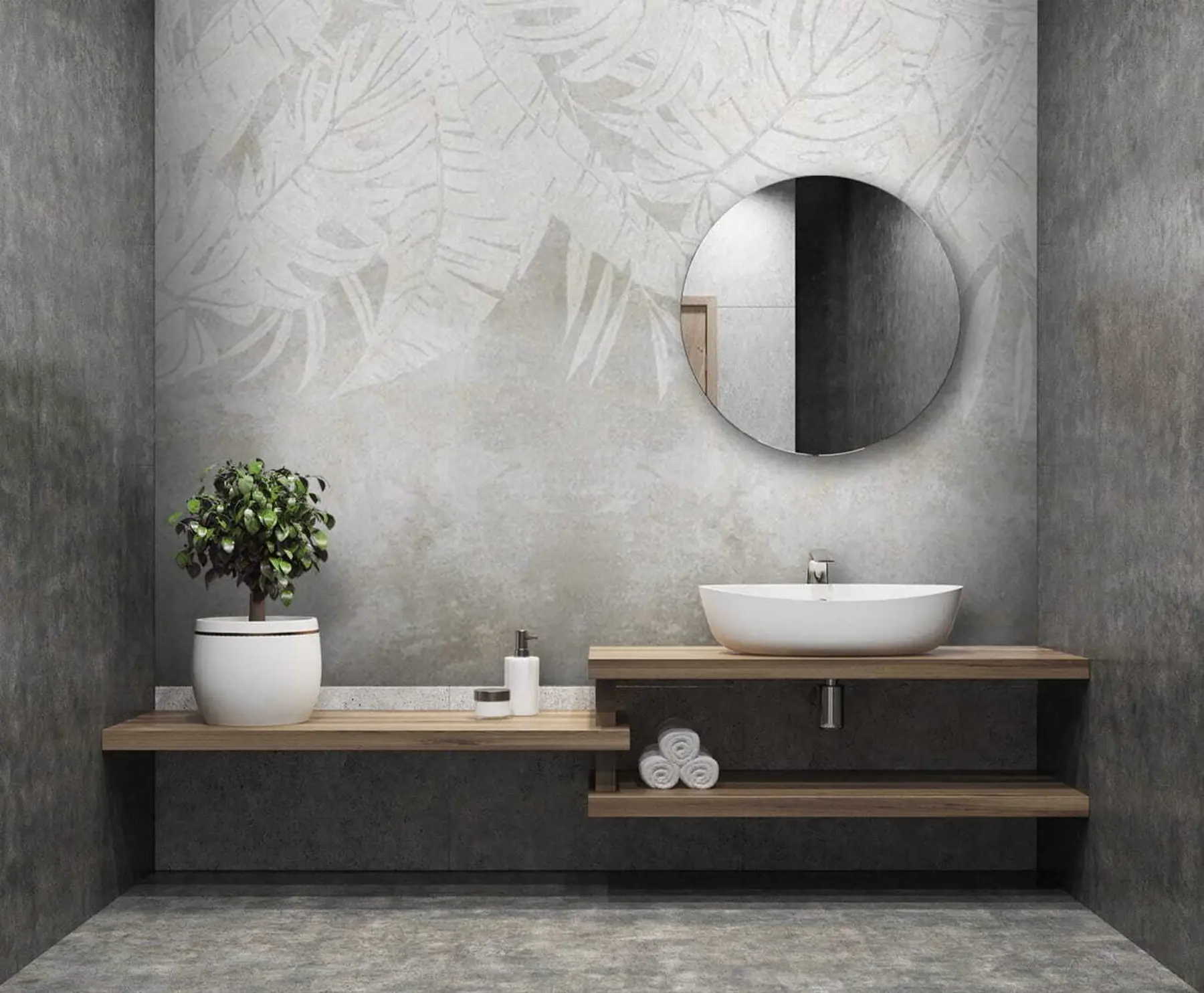 Fototapet Palmové listy v šedých tónech u71245