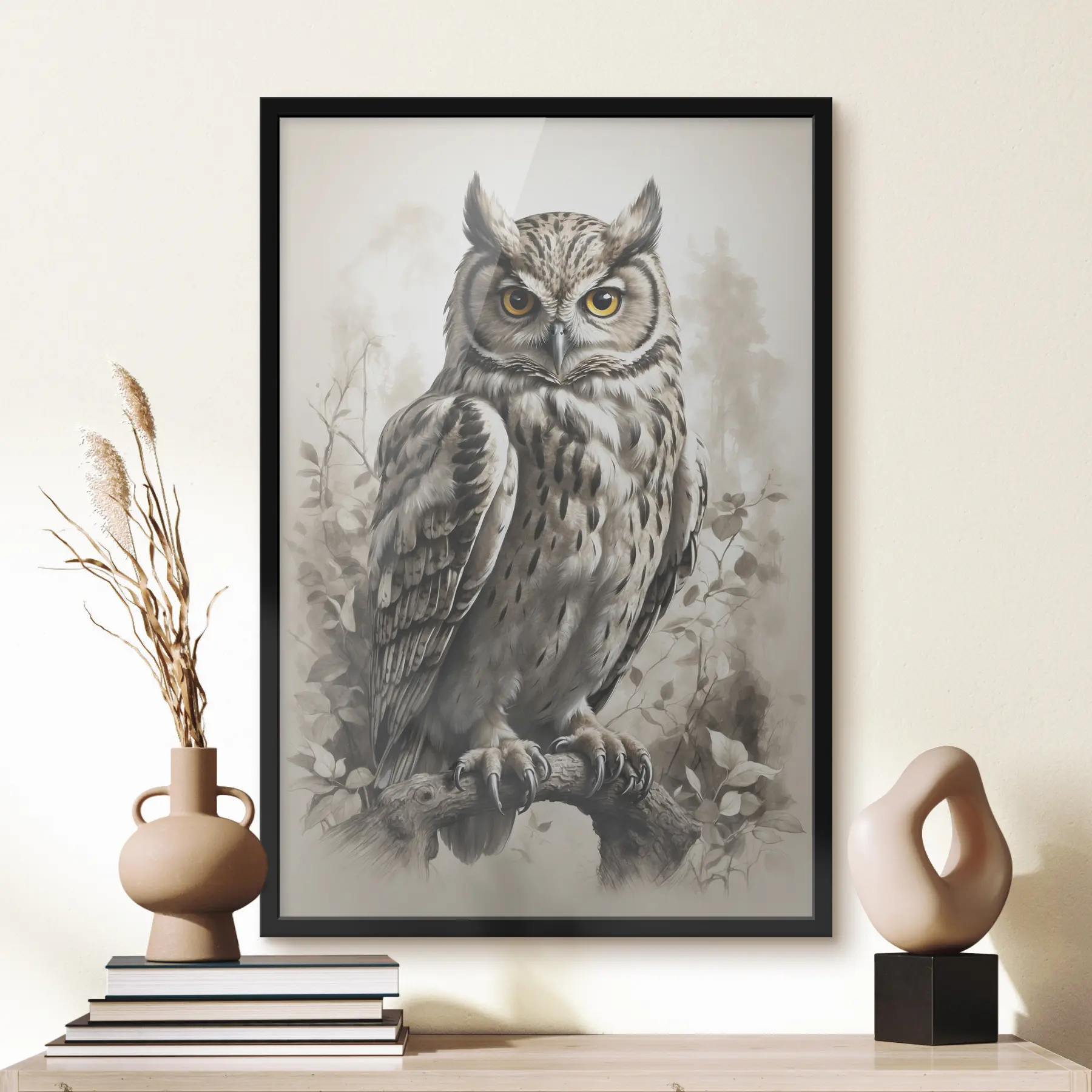 Obraz Sova na černém a bílém pozadí Č. f38118