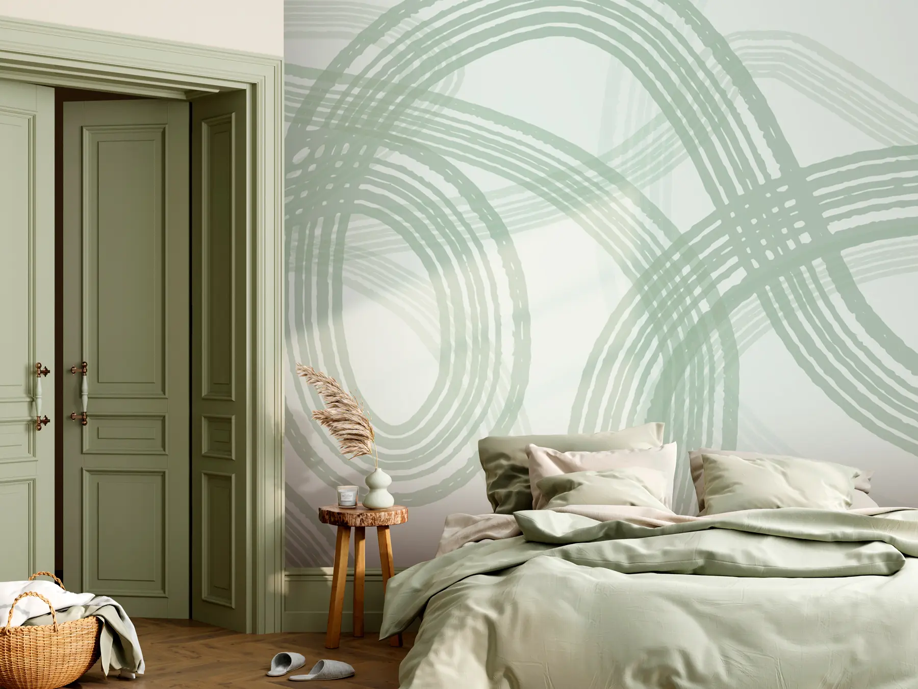 Fototapet Abstraktní linie boho styl zelené barvy w00417v2