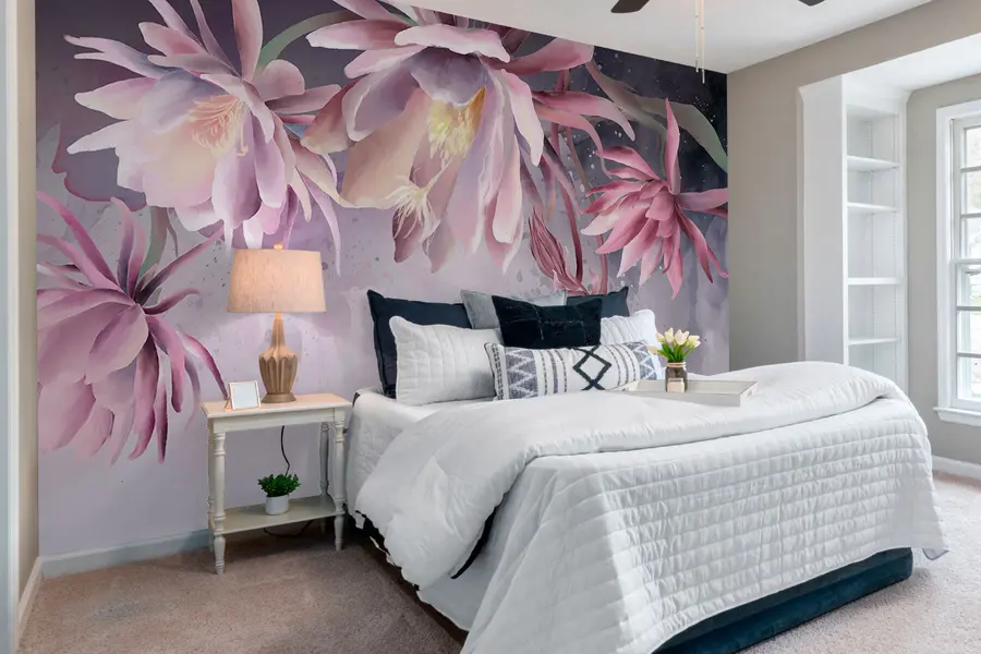 Fototapet Velké květy leknínu na pozadí abstraktní akvarel w00387