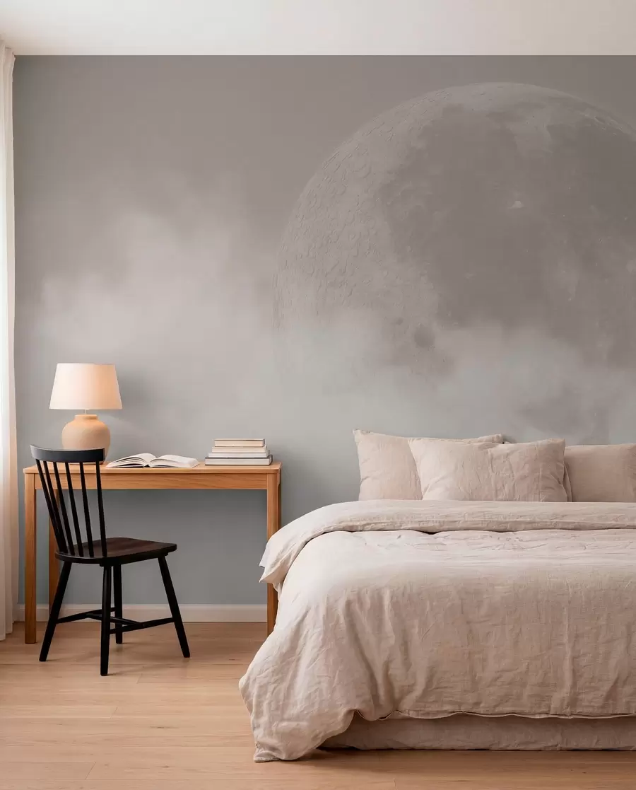Fototapet Velký měsíc mezi mraky béžové barvy loft stylu w00548
