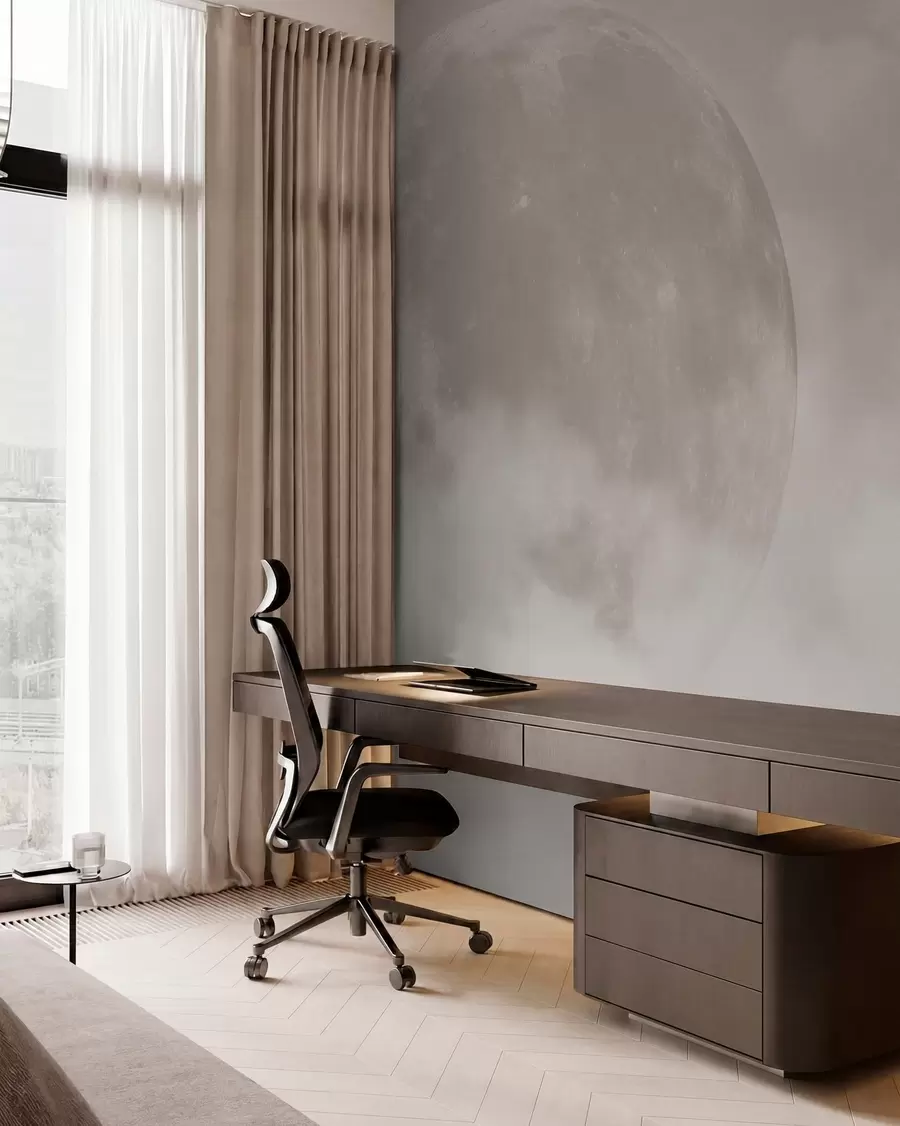 Fototapet Velký měsíc mezi mraky béžové barvy loft stylu w00548