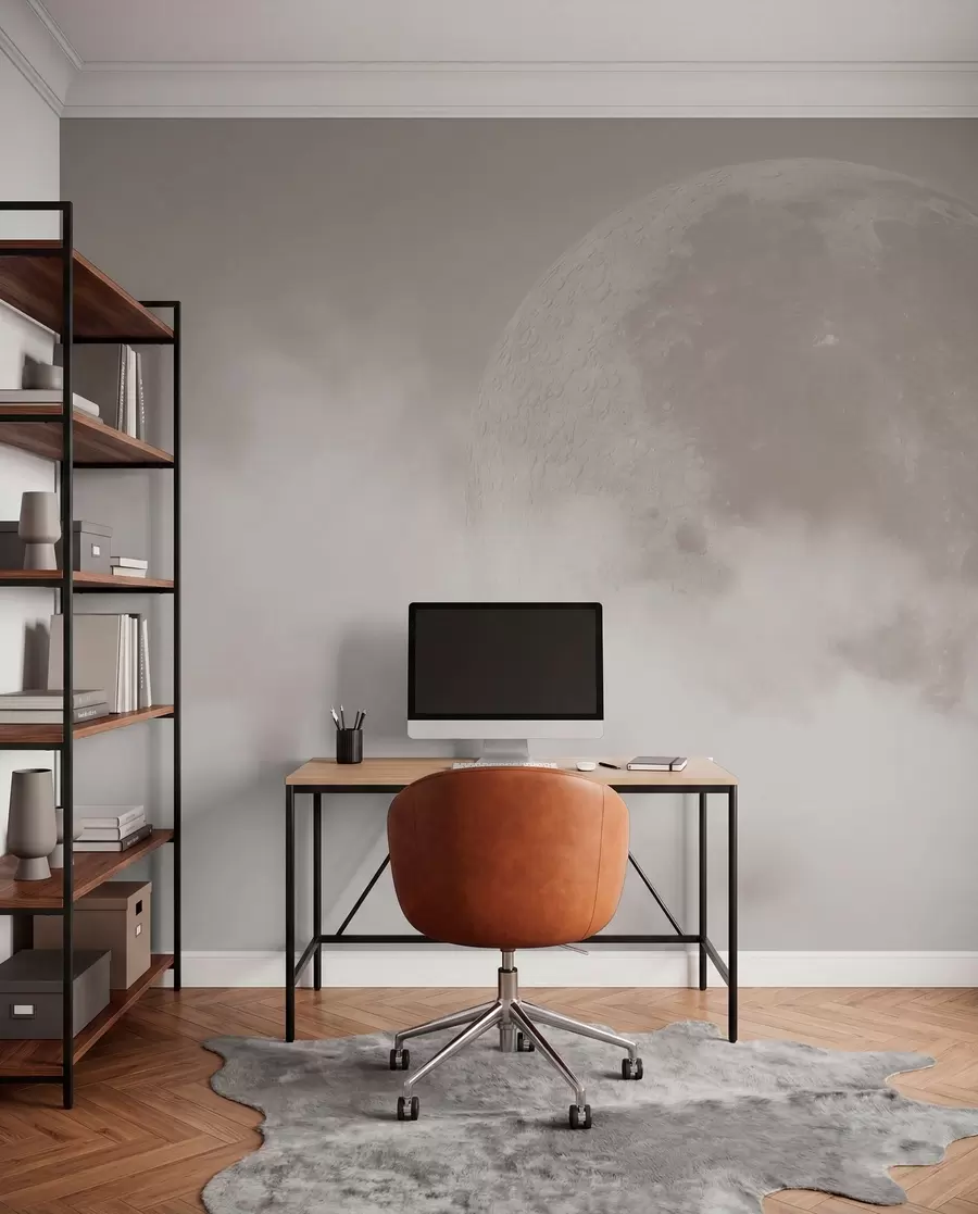 Fototapet Velký měsíc mezi mraky béžové barvy loft stylu w00548