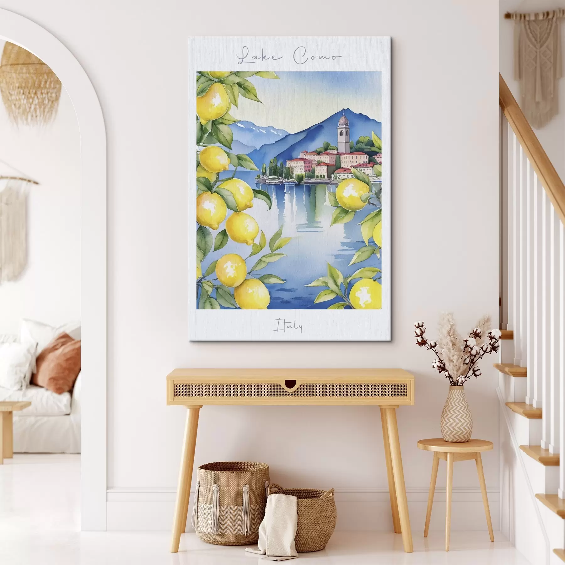 Fototapet Jezero Como, akvarel, Itálie, léto, hory, citronovník, moře, staré město s38398