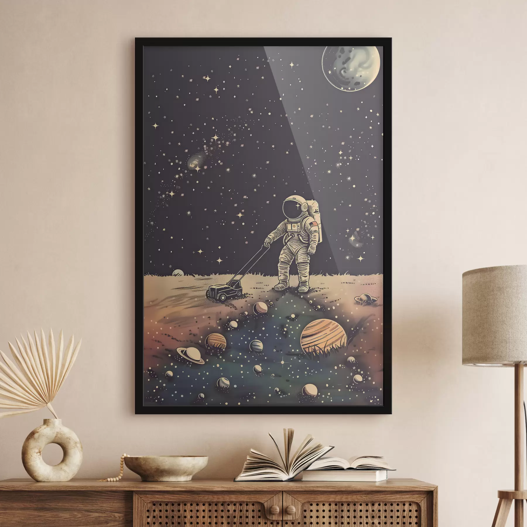 Fototapet Astronaut se sekačkou na trávu ve vesmíru f38637