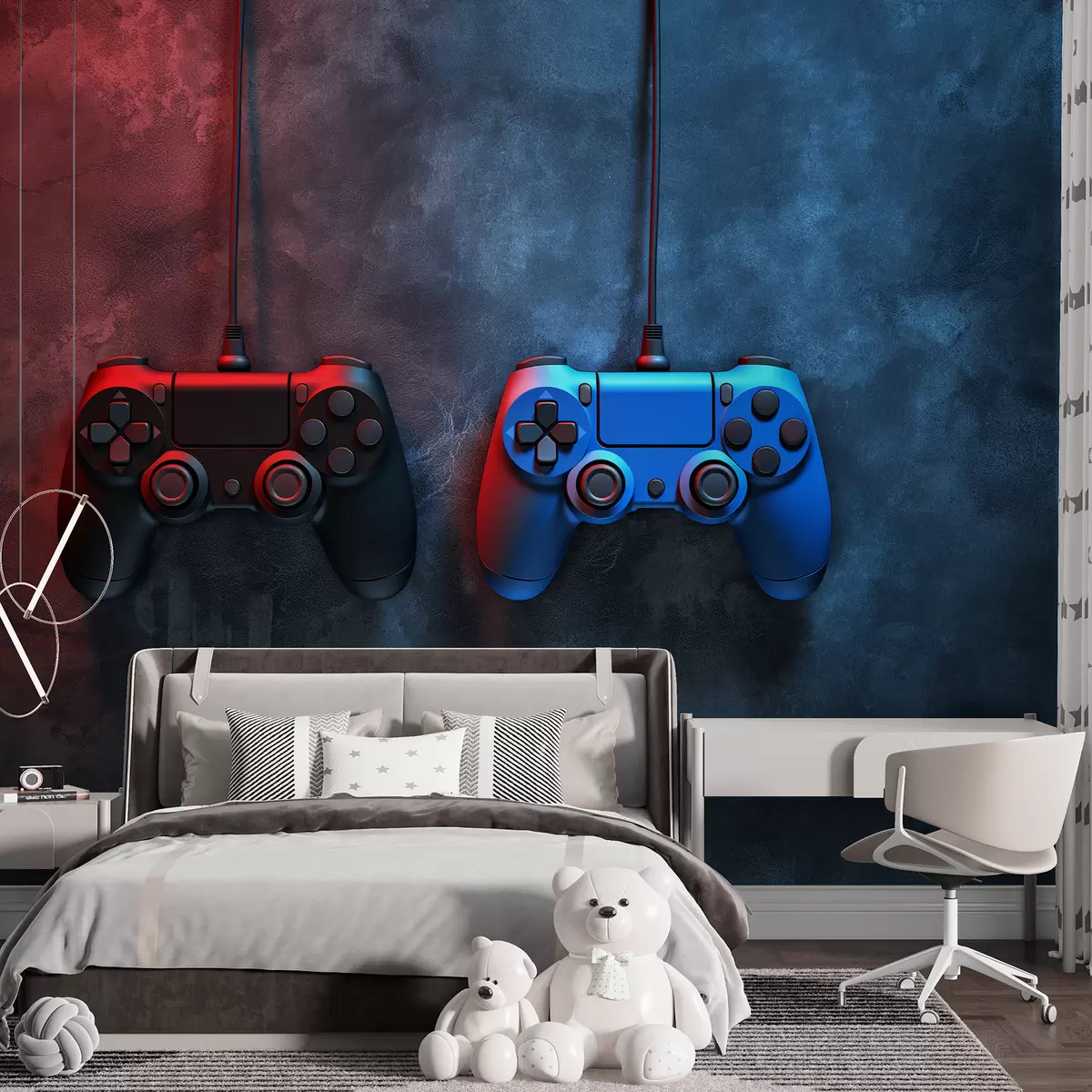 Fototapet černý a modrý DualShock na tmavém pozadí w01189
