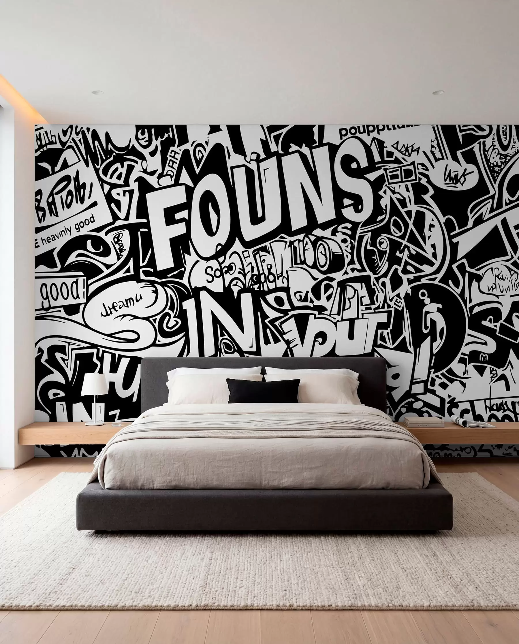 Fototapet Černobílé graffiti w01190