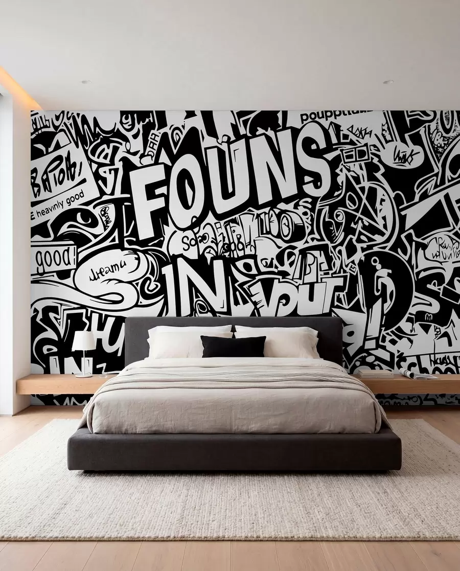 Fototapet Černobílé graffiti w01190