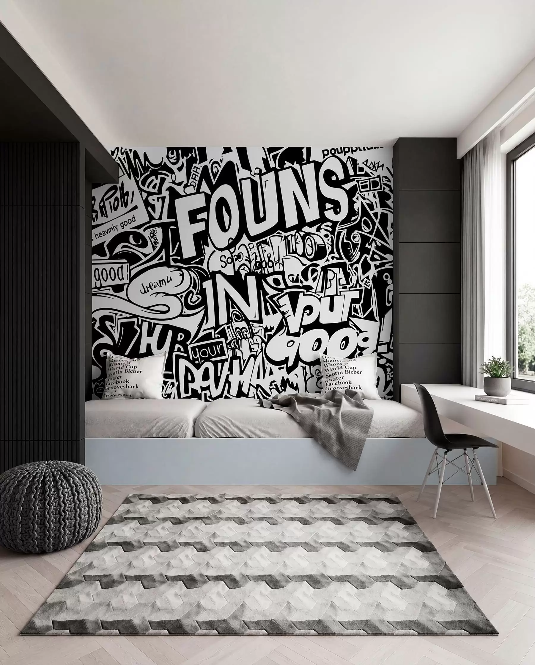 Fototapet Černobílé graffiti w01190