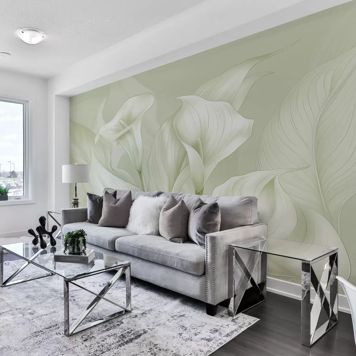 Fototapet jemné květy v zelené barvě w01195v3