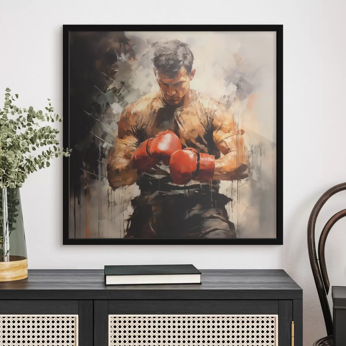 Poster Boxer v červených rukavicích olejomalba f39180