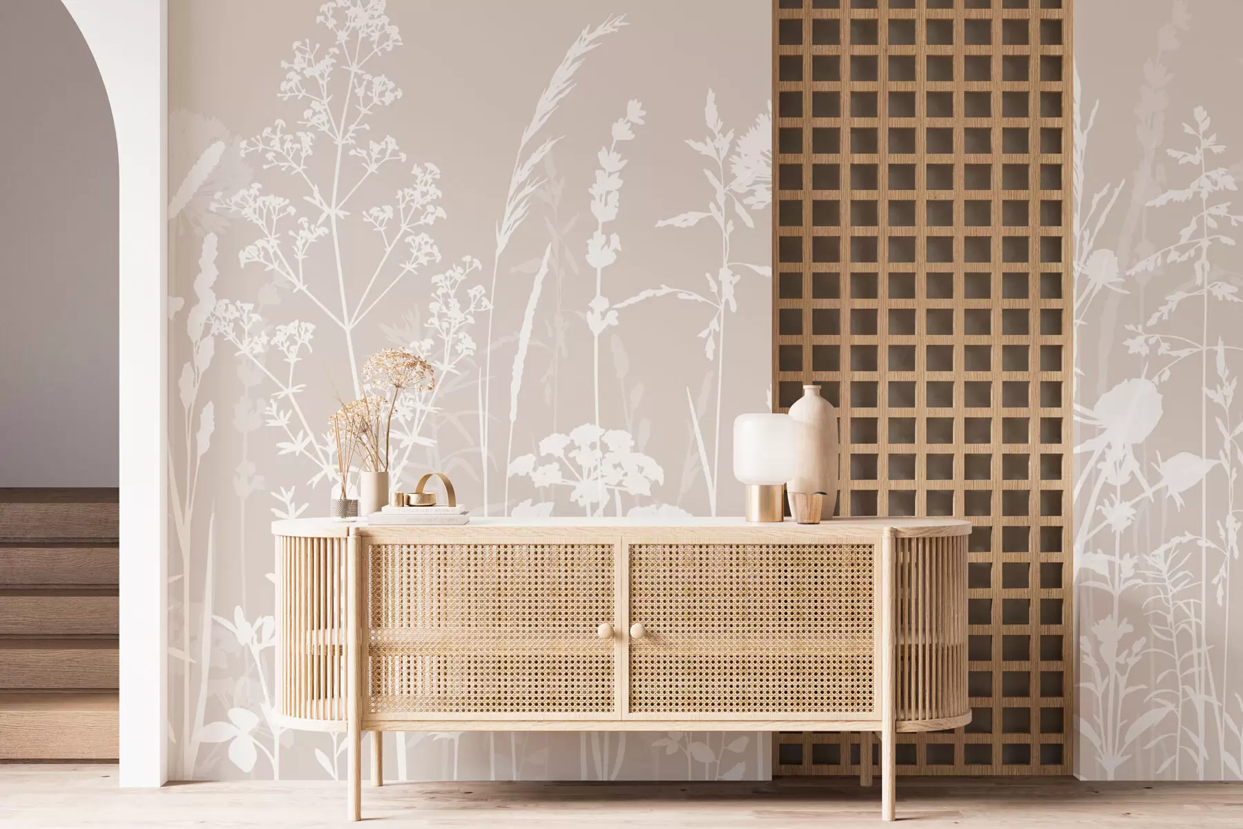 Fototapet Minimalismus jemných polních rostlin a květin w01270