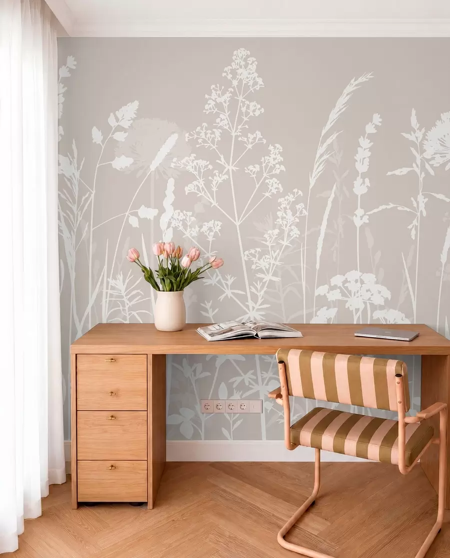 Fototapet Minimalismus jemných polních rostlin a květin w01270