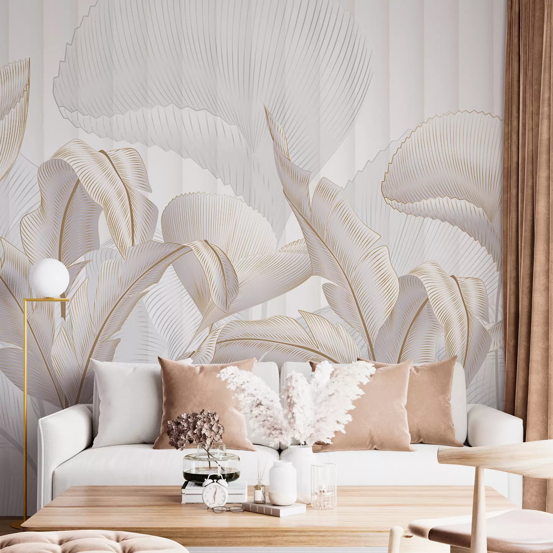 Fototapet Pohled zblízka na tropické listy na bílém pozadí s texturovaným pozadím w01237