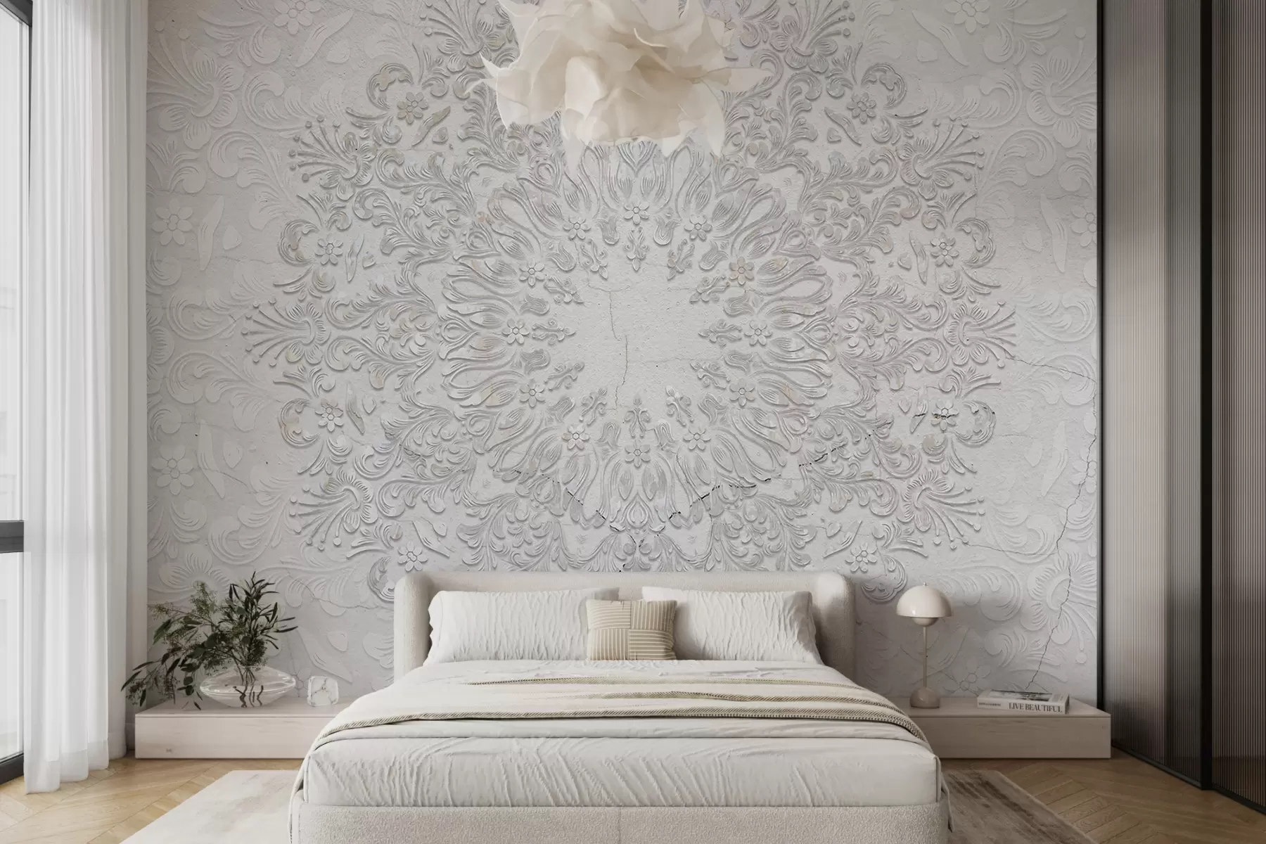Fototapet Vysoce detailní potisk mandaly vytváří krásný a jemný krajkový design w01249