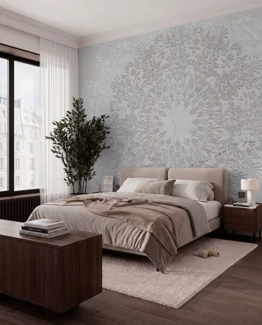 Fototapet Vysoce detailní potisk mandaly vytváří krásný a jemný krajkový design w01249