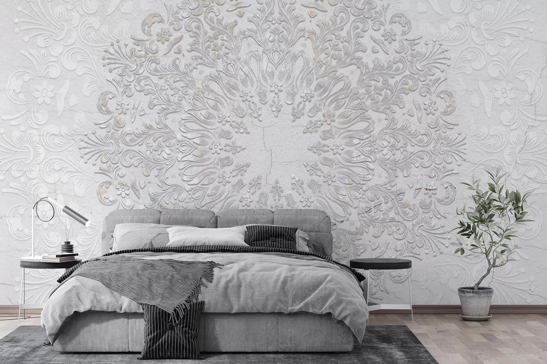 Fototapet Vysoce detailní potisk mandaly vytváří krásný a jemný krajkový design w01249