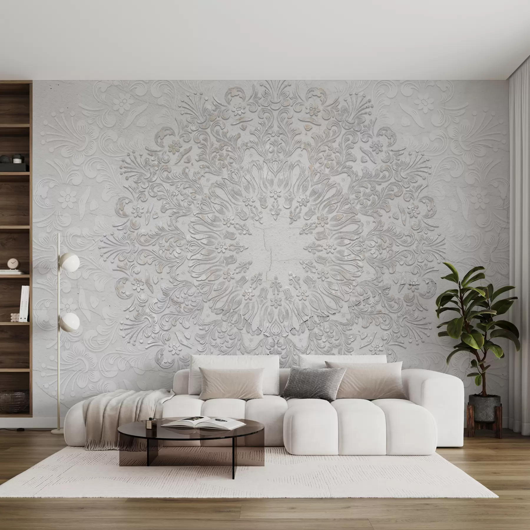 Fototapet Vysoce detailní potisk mandaly vytváří krásný a jemný krajkový design w01249