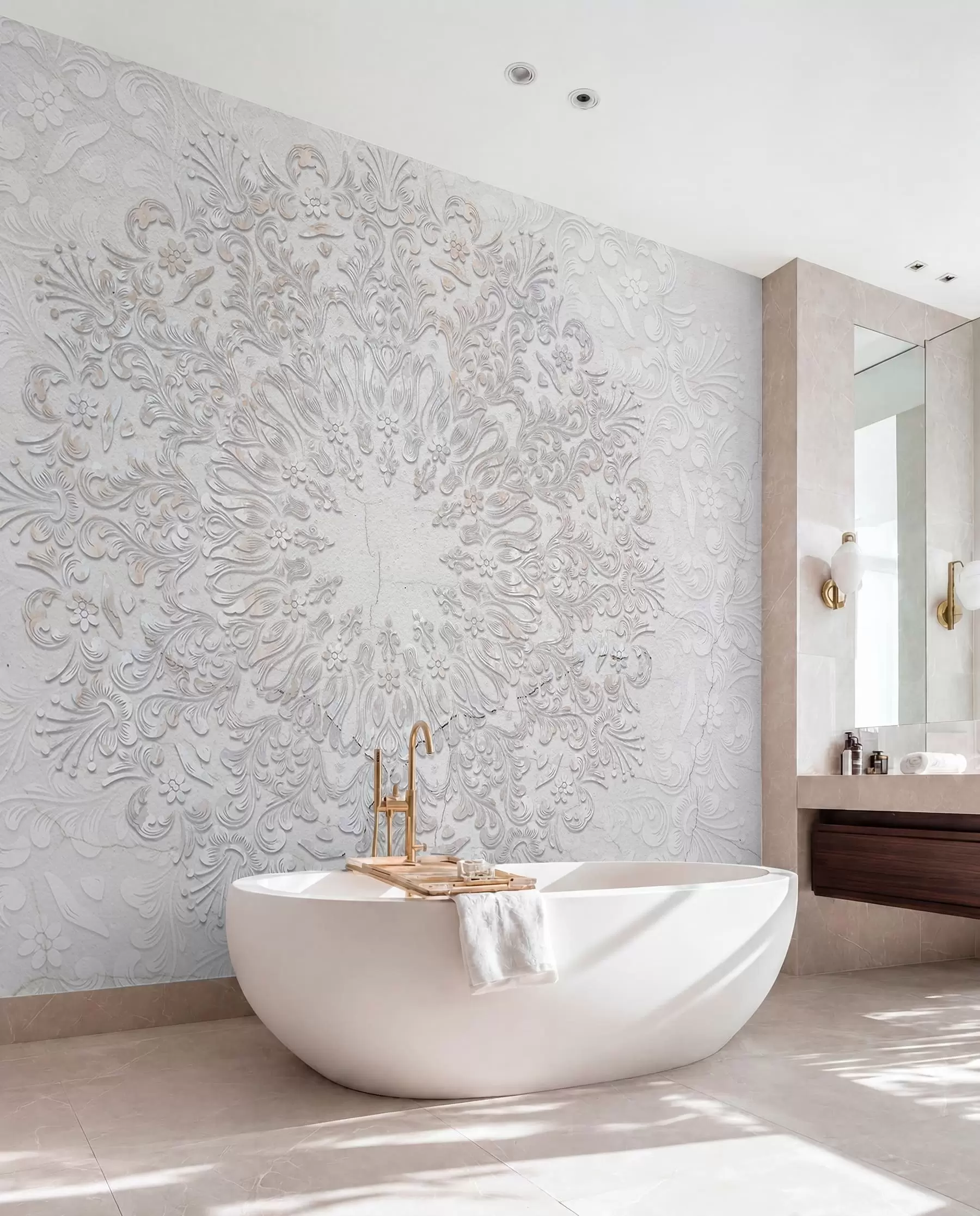 Fototapet Vysoce detailní potisk mandaly vytváří krásný a jemný krajkový design w01249