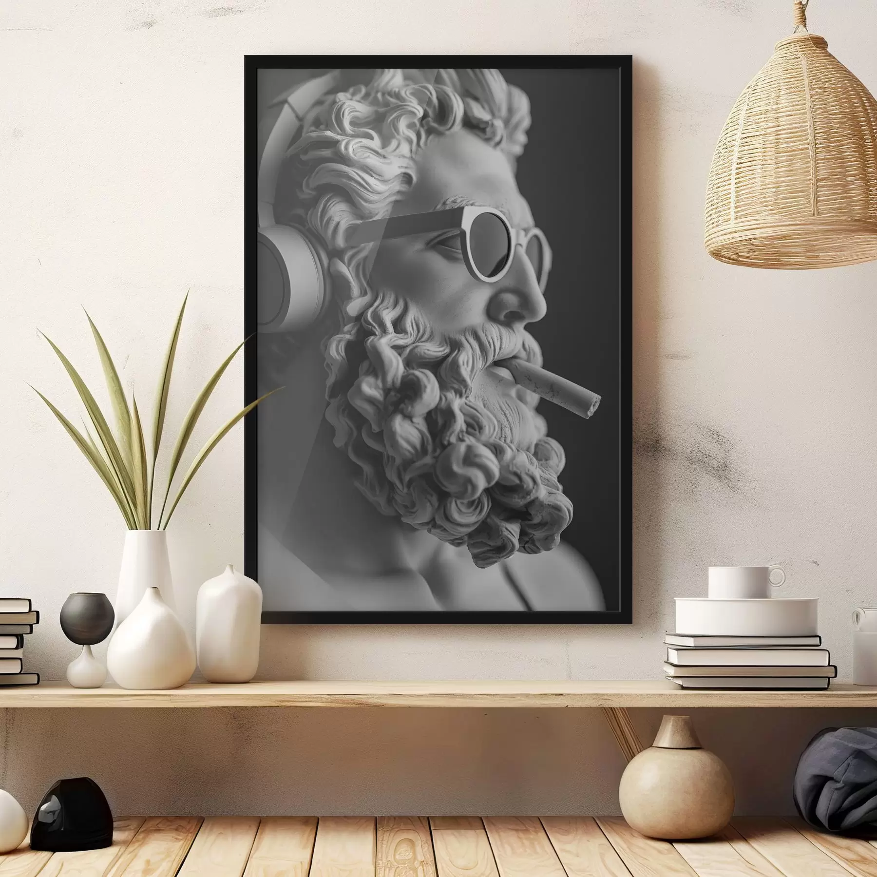 Obraz černobílá starořecká socha Dia v moderním stylu Č. f26122
