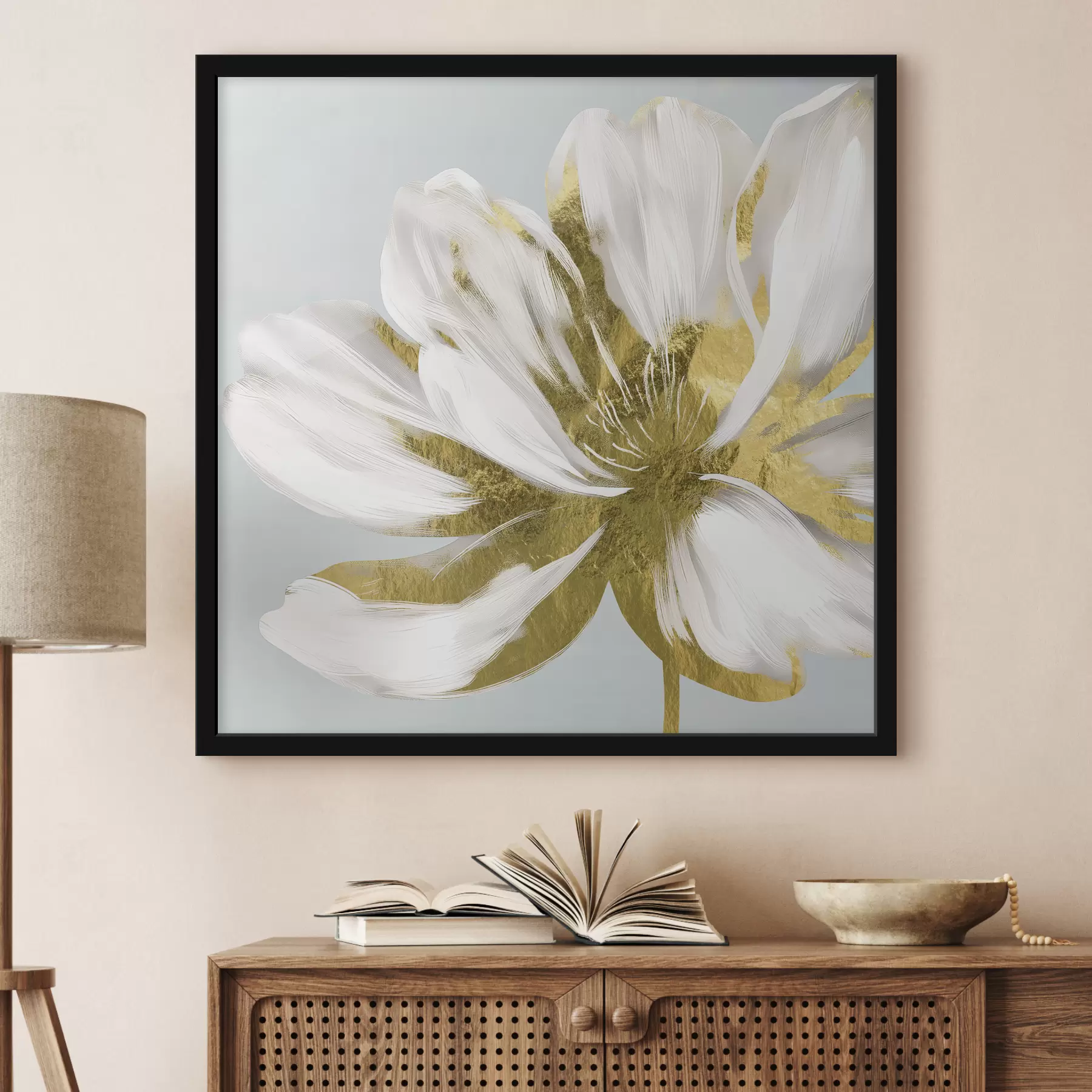 Obraz Velká abstraktní květina na modrém pozadí Č. f26121