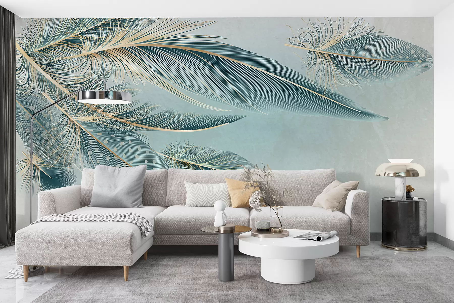 Fototapet Jemné peří v odstínech modré w01312