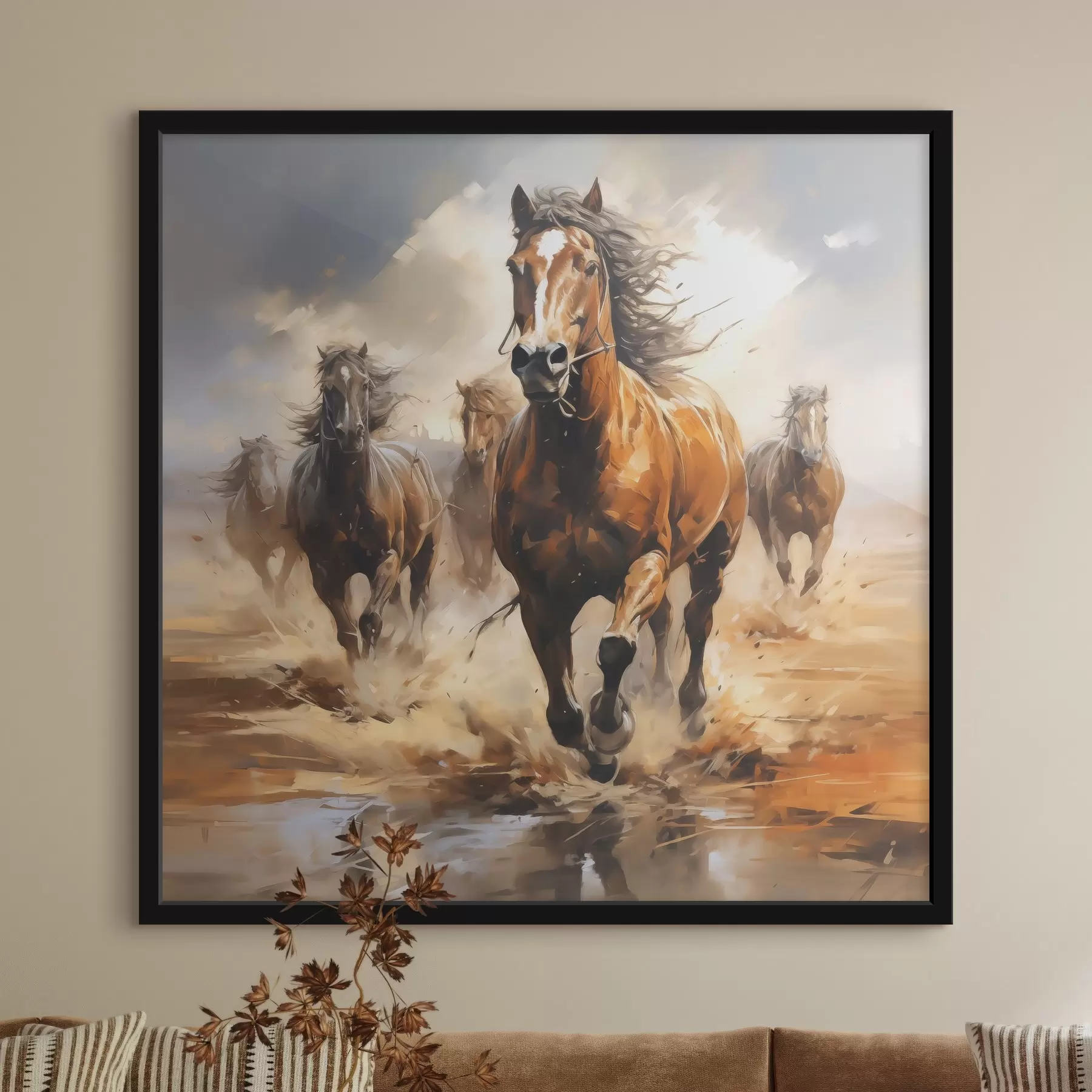 Obraz Koně cválající na louce olejomalba Č. f39436