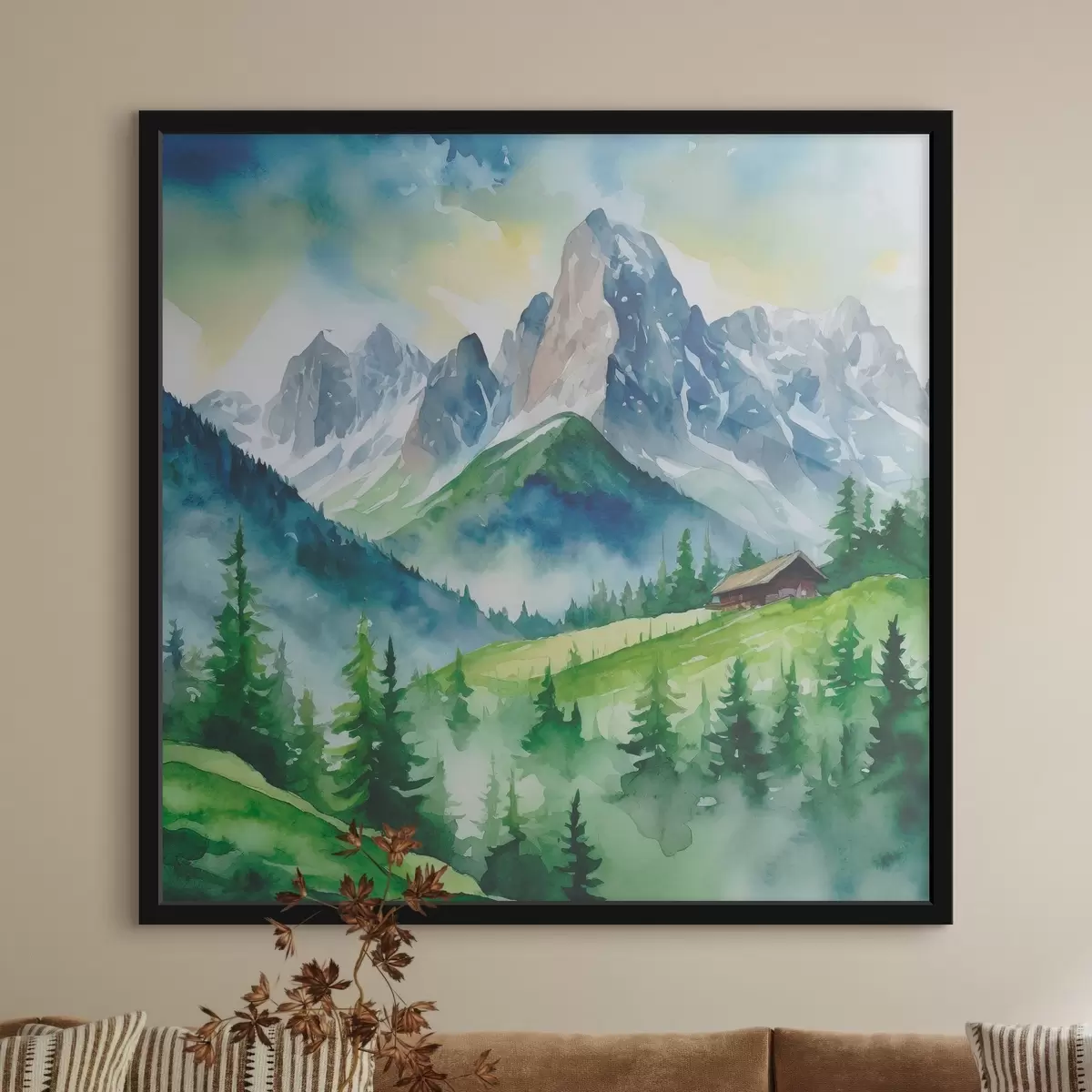 Poster Klidné hory se svěžími zelenými stromy f37959