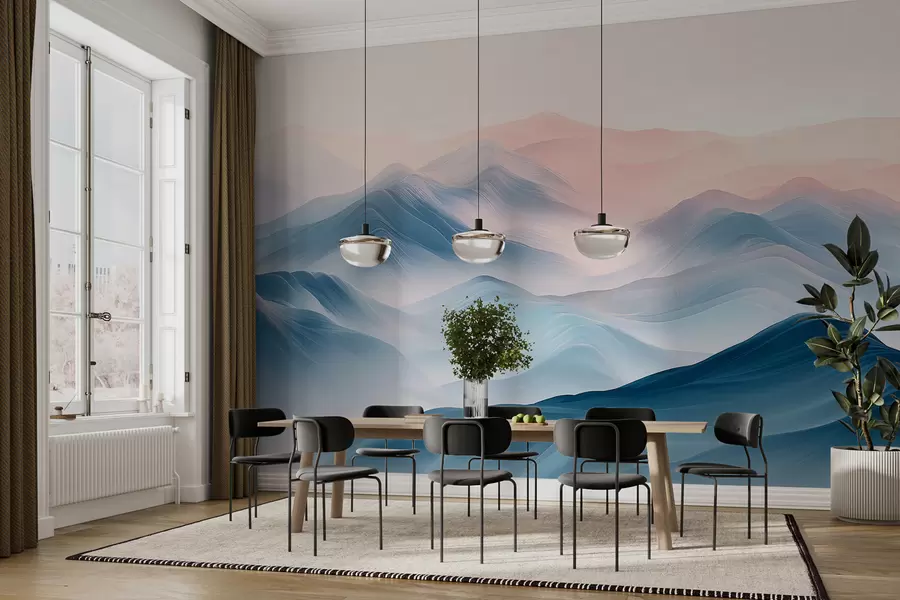 Fototapet Abstraktní digitální ilustrace mlhavých hor sof w07944