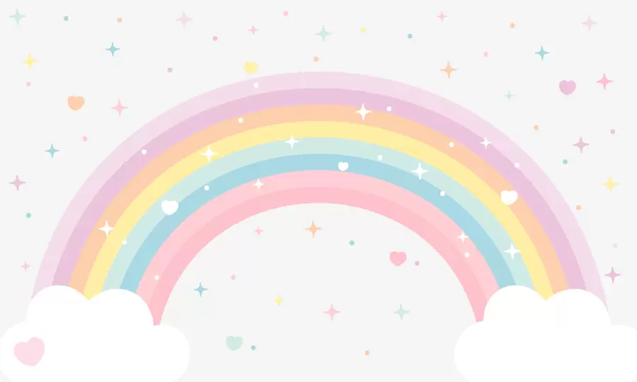 Fototapet Barevná duha s hvězdami a srdce ve skandinávském stylu w08109