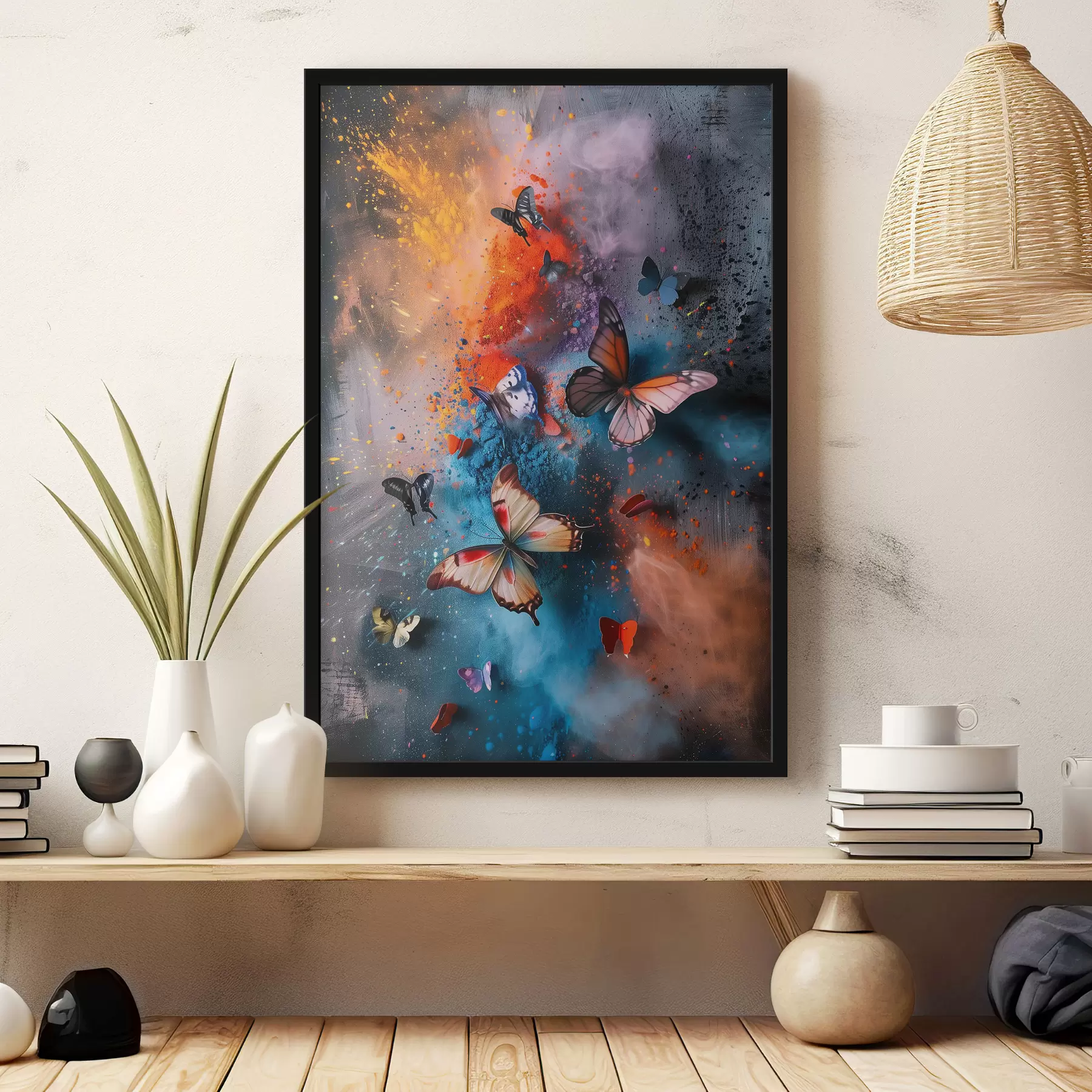 Fototapet Motýli na pozadí cákance barvy f39803