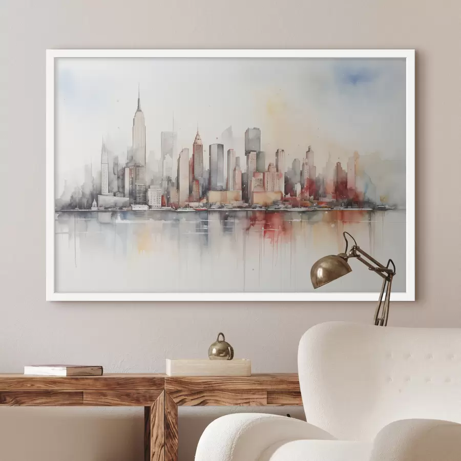 Fototapet Pohled na New York City, siluety budov, akvarel f39828