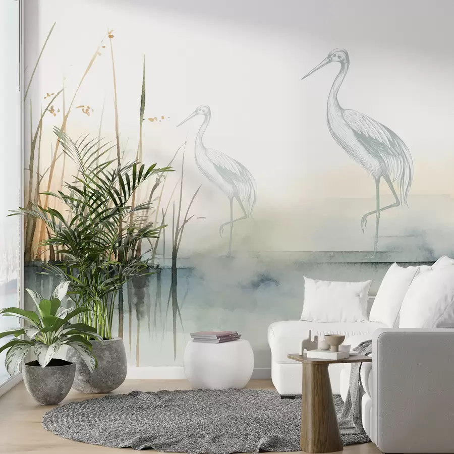 Obraz Akvarel rákosí a volavky Č. w08078