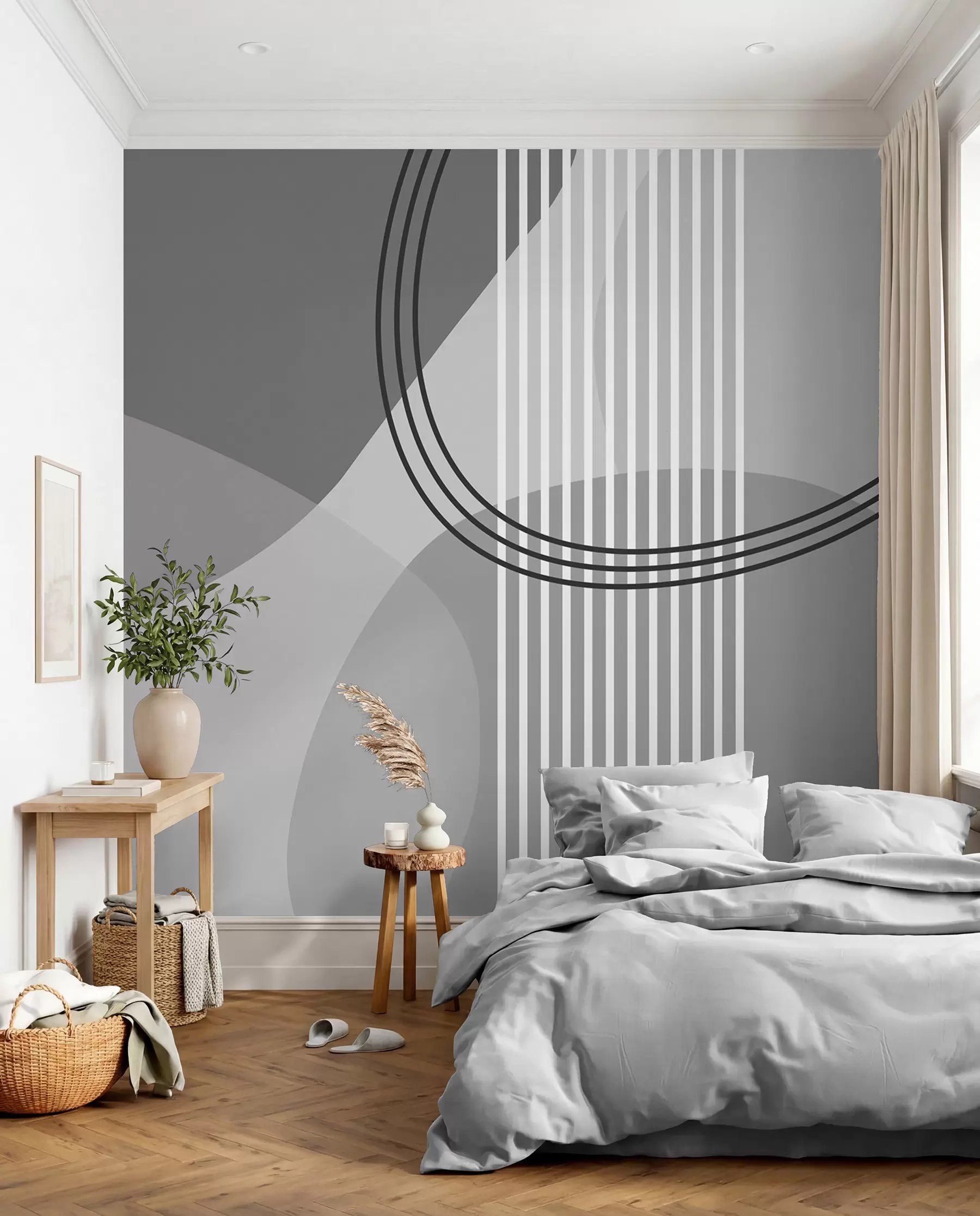 Fototapet Geometrické linie abstrakce a kruh minimalismus moderní styl šedé barvy w08173v3