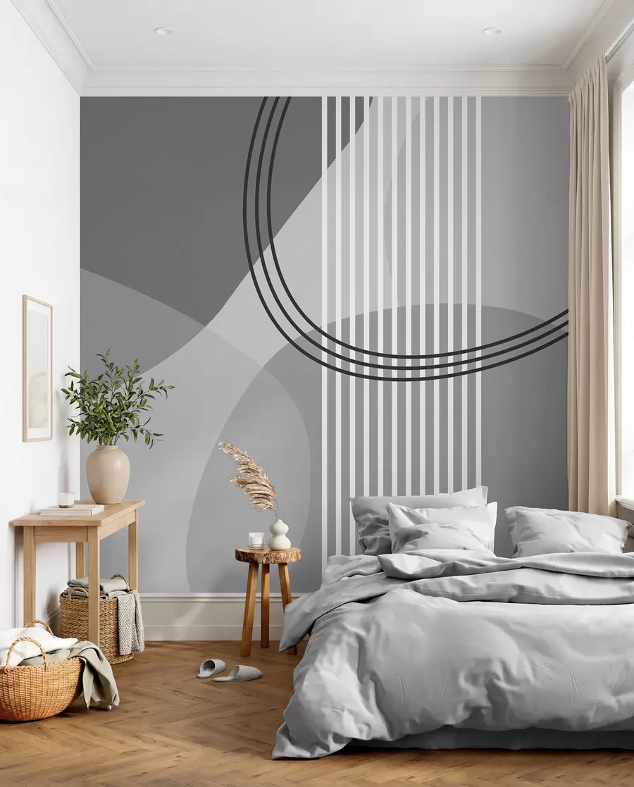 Fototapet Geometrické linie abstrakce a kruh minimalismus moderní styl šedé barvy w08173v3