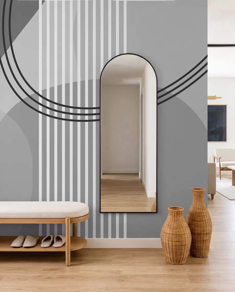 Fototapet Geometrické linie abstrakce a kruh minimalismus moderní styl šedé barvy w08173v3