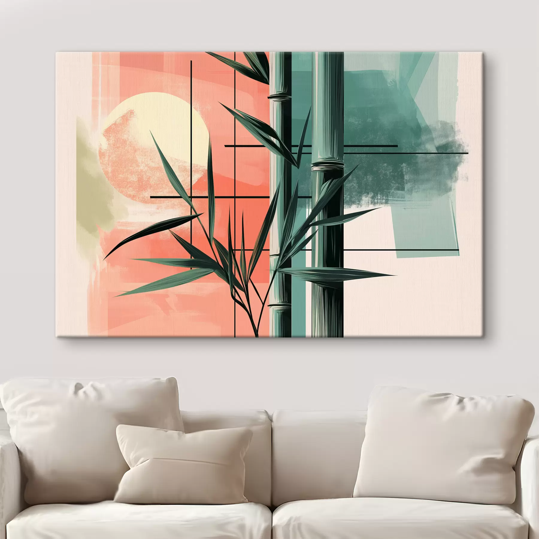 Fototapet Abstraktní s bambusem a sluncem s39898