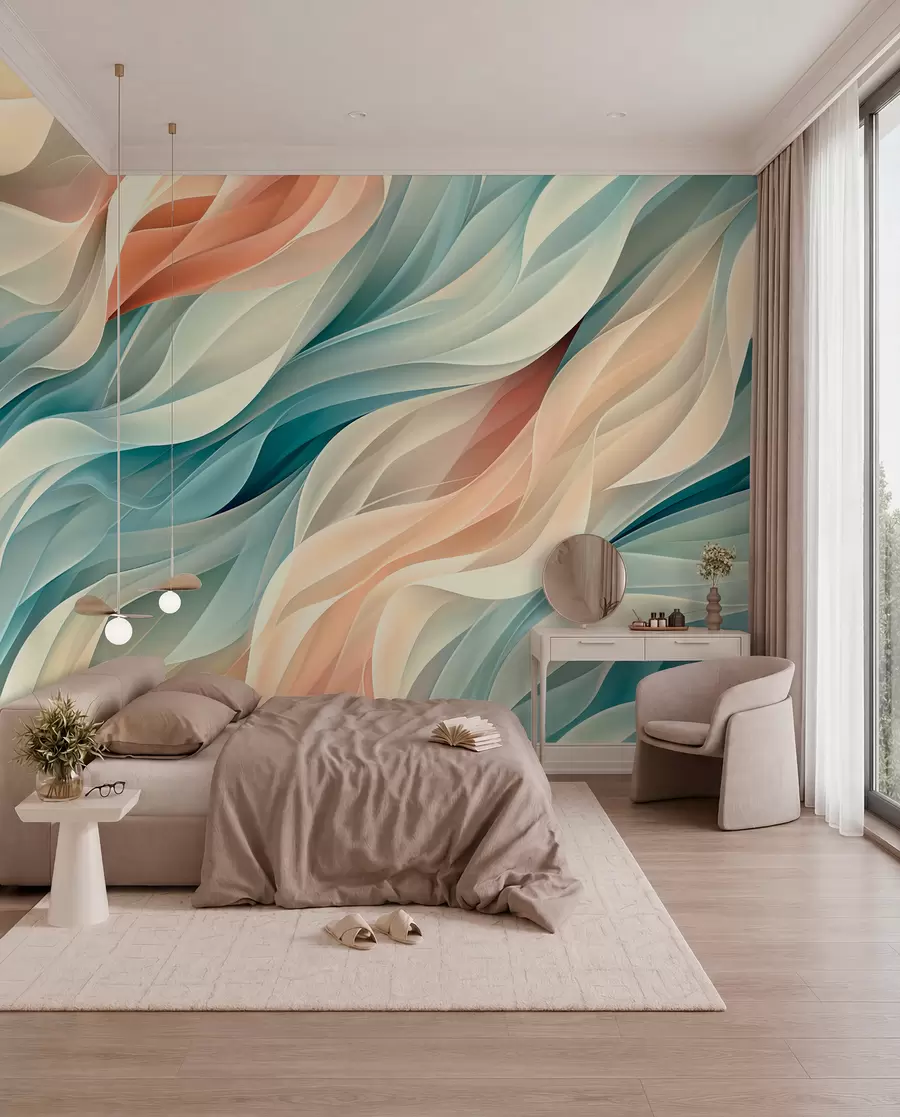 Fototapet Okouzlující abstraktní design s jemnými pastelovými vlnami w01335